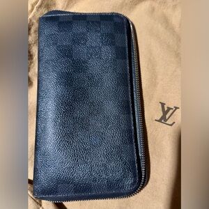 Louis Vuitton Damier Ebene Graphite Zip Around Wallet Zippy Organizer LV *Read